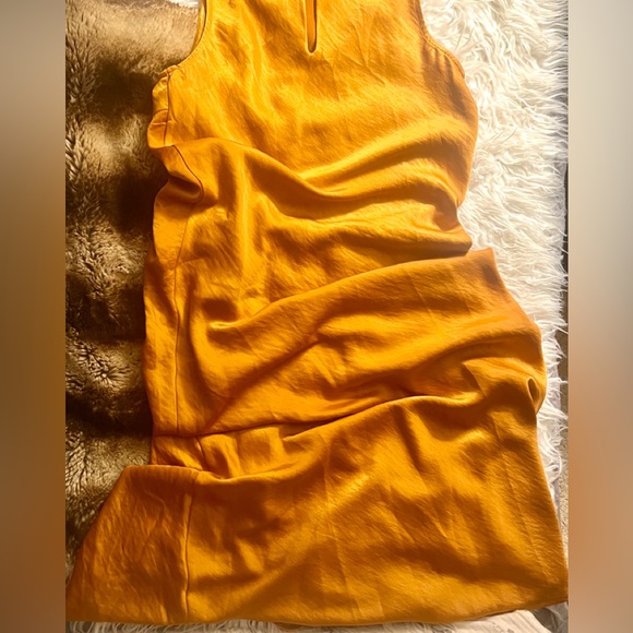 House of Harlow Women’s Copper Satin Ruched Slip Dress w/ Asymmetric Hem! Sz S! - Picture 5 of 5